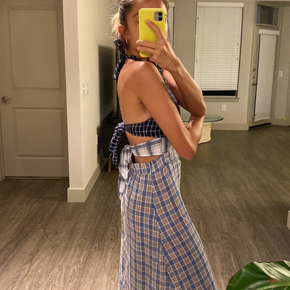 Urban Outfitters long plaid dress with beautiful unique back! - Picture 3 of 8